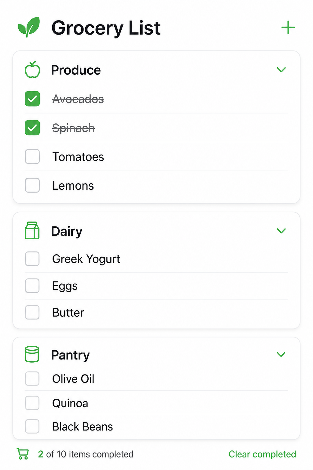 App Mockup — Grocery List